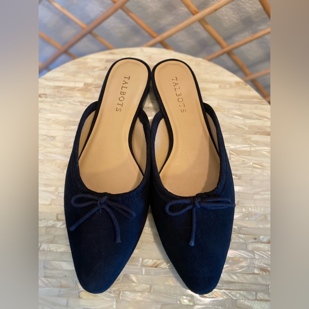 Talbots black faux suede mule